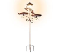 Bain d'oiseaux de jardin Plat Nourricier Bain D'Oiseaux Avec Lampe Solaire