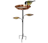 Bain d'oiseaux debout en métal, 93 x 30 cm, 3 en 1 - Double grand - Vintage - Résistant au gel - Avec piquet de terre - Abreuvoir d'eau pour oiseaux - En fonte - Sur pied (A)