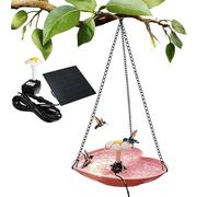 Bain d'oiseaux d'extérieur à suspendre en forme de cœur avec pompe solaire, amour artistique à suspendre | Pour clôtures, balcons, rampes, piliers, terrasse, cour, balcon, cour (23,5 x 25 x 50 cm)