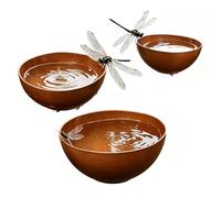 Bain d'oiseaux d'extérieur, abreuvoir résistant aux intempéries, 3 pièces, collecteur de pluie, décoration de jardin, pour maison de campagne, cour, patio, porche, balcon, terrasse