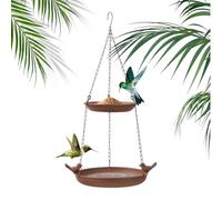 Bain d'oiseaux d'extérieur - Bol à oiseaux à suspendre, mangeoire à oiseaux double couche avec sculpture d'oiseau, mangeoire pour colibri | pour pelouse, porche, terrasse, jardin, balcon, terrasse