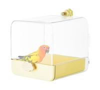 Bain d'oiseaux d'intérieur, bain d'oiseaux pour animaux de compagnie - Bain de perroquet de douche d’oiseau clair - pour perroquets en cage avec tiroir inférieur, accessoires de cage à oiseaux avec cr