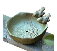 Bain d'oiseaux en céramique - Plateau mangeoire à oiseaux, accent de jardin rétro classique, multifonction fabriqué à la main texturé | Base lourde stable pour jardin, cour, balcon, station