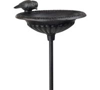 Bain d'oiseaux en fonte avec statue d'oiseau - Bol solide pour le jardin - Distributeur d'eau décoratif pour les oiseaux - résistant aux intempéries & stable - hauteur 92?cm