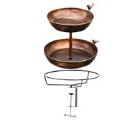 Bain d'oiseaux en métal à 2 niveaux pour l'extérieur amovible avec pince réglable pour balustrade, balcon, clôture, cour, décoration de jardin