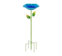 Bain d'oiseaux en métal, piquets métalliques en forme de fleur pour l'hydratation des oiseaux, embellissement du jardin avec fonction d'insertion au sol stable, mangeoire extérieure pour décoration d'