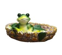 Bain d'oiseaux en résine Grenouille décorative Bol de Bain d'oiseau 5, 3 Pouces Distributeur 'Eau Piscine Jardin Grenouille Ornement décorations de Cour extérieure, Ornements Jardin