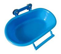 Bain d'oiseaux et mangeoire 2 en 1 pour Cage, Bol de Baignoire à Perruche Suspendue, Accessoires de Cage à Oiseaux, Bain Douche pour Petits, Bleu