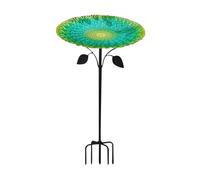 Bain d'oiseaux et mangeoire en métal - Support de jardin surélevé avec large bol de nourriture, gamelle d'eau robuste | Accessoire décoratif pour balcon, terrasse, jardin, jardin, fournitures pour