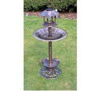 Bain d'oiseaux et mangeoire solaire - AIDAPT - Vert naturel - Plastique solide et durable - Autoportant