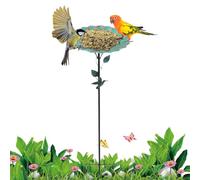 Bain d'oiseaux Extérieur - Bain Décoratif avec Pieu Stabilisateur | Bassin Anti-Rouille Multifonction pour Décoration D'Allée Patio Jardin Et Cour