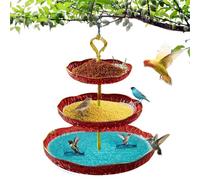 Bain d'oiseaux extérieur, bain d'oiseaux suspendus, plateau décoratif à 3 niveaux Bird Bold | Crochet en S, d'alimentation de la faune pour terrasses de jardin et de patio