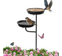 Bain d'oiseaux extérieur - Bol sur pied en métal | Bain d'oiseaux avec tige de terre à 4 broches | Support stable | Bain-marie de décoration de jardin | Pour jardin, terrasse, pelouse, pavillon, espac