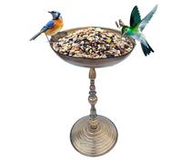 Bain d'oiseaux Extérieur,Mangeoire Décorative sur Pied avec Bassin - Décoration en Fer Forgé Vieilli - Bassin pour Colibris, Perruches et Perroquets - Terrasse ou Pelouse