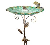 Bain d'oiseaux Extérieur | Mangeoire pour Jardin | Bassin en Métal sur Pied Antigel Hauteur Réglable pour Jardin Terrasse Balcon Extérieur