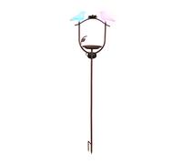 Bain D'Oiseaux Métal Multicolore Lumineux LED Oiseau Figure Debout Jardin