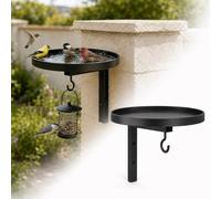 Bain d'oiseaux Mural en métal avec mangeoire intégrée, résistant aux intempéries, idéal pour Balcon, terrasse, Jardin, Cour ou terrasse. (1PC)