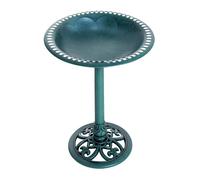 Outsunny Bain d'oiseaux Plateau de diamètre 50cm, Abreuvoir Oiseaux extérieur sur Pied Hauteur 69,5 cm, mangeoire Oiseaux Design Coquille et décoration Fleur-de-lys, érugineux