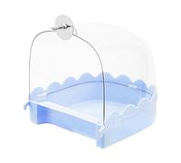Bain d'oiseaux portable - Bain d'oiseaux transparent pour oiseaux - Accessoire coloré pour animaux de compagnie - Baignoire avec toit amovible pour canaris et inséparables