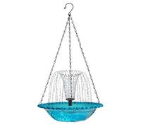 Bain d'oiseaux solaire à suspendre avec fontaine pour oiseaux sauvages Bleu