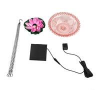 Bain d'oiseaux solaire en forme de lotus flottant avec design suspendu et résistant aux intempéries en métal et plastique, parfait pour l'extérieur, le jardin, la faune (rose)