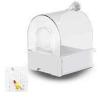 Bain d'oiseaux Suspendu - Baignoire Perroquet Visualisation,Baignoire Oiseaux Cage Anti-éClaboussures Tiroir Amovible avec Petite FenêTre,Baignoire Oiseaux Suspension ExtéRieure(White)