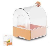 Bain d'oiseaux Suspendu - Baignoire Perroquet Visualisation,Baignoire Oiseaux Cage Anti-éClaboussures Tiroir Amovible avec Petite FenêTre,Baignoire Oiseaux Suspension ExtéRieure(Orange)