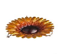 Bain d'oiseaux suspendu style tournesol classique fabriqué à partir de fer pour une utilisation en extérieur à long terme comme mangeoire et station d'hydratation pour oiseaux (#1)