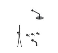 Bain/Douche Encastre 3 Sorties Cross Road Complet Chrome Noir Brosse Robinetterie CROSS ROAD - CRISTINA ONDYNA CR11375