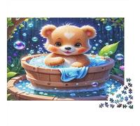 Bain d'ours Mignon Puzzle 1000 Pièces Papier recyclé pour Adultes Puzzle pour Adultes Jeu Difficile et Stimulant Jeu Familial Amusant Excellente idée Cadeau pour Relaxation 70x50cm/1000pcs
