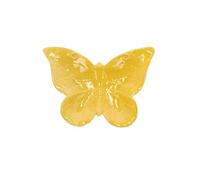 Bain en terre cuite et pierre pour abeilles et papillons en forme de papillon - Jaune - L 28 x l 20,2 cm