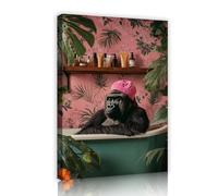 Bain Gorille Toile de jungle Art mural Botanique de salle de bain Affiches d’animaux de salle de bain Peintures Images originales Estampes d’œuvres d’art Fresque pour décor de porche 30x45cm
