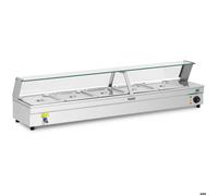 Royal Catering Bain Marie Chauffe-Plat Appareil De Maintien Au Chaud RCBM-5 (2.200 W, Bacs 5 x 1/2 GN, Robinet de vidange, Températures 30-85 °C)
