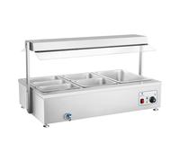 Bain Marie - 6 bacs GN - avec compartiment pour viande et robinet de vidange | Royal Catering