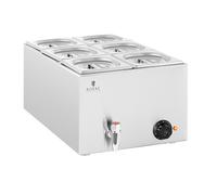 Bain-marie - 600 W - 6 x GN 1/6 - Robinet de vidange | Royal Catering