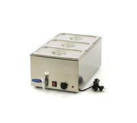 Bain Marie avec robinet inclus 3 x 1/3 GN Set électrique - Inox - Professionnel - Avec bacs Gastronorm - Maintenir les aliments au chaud