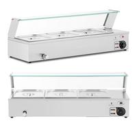 Bain-marie chauffant, buffet chauffant avec couvercle, 3 x GN 1/2, 2000 W