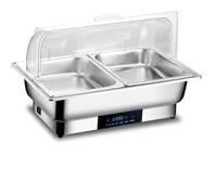 Bain-Marie électrique pour Buffet, Set de réchauffage 8QT avec Acier Inoxydable Professionnel, Commande numérique de température, Couvercle Transparent, pour Traiteur Mariages Restaurants événements