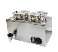 Bain-marie électrique professionnel 8 L, 2 bacs en acier inoxydable, chauffe-soupe et sauce, chauffe-plats, chauffe-plats à la vapeur, 2 bacs avec couvercles, contrôle de la température, idéal pour