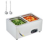 Bain Marie Électrique Professionnel, Chauffe-Plats En Acier Inoxydable Alimentaire, 2 Bacs GN 1/2 Avec Couvercles, Chauffage Rapide Uniforme, Température Réglable, Pour Restaurant Hôtel Buffet Caterin