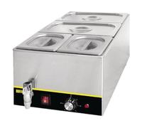 Bain Marie Professionnel - Buffalo - 2 x GN 1/3 et 2 x GN 1/6 - Gris - Robinet de vidange