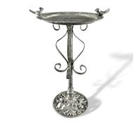 Bain oiseau abreuvoir pour oiseaux pour jardin métal gris style antique 44cm