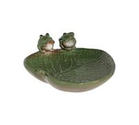 Bain oiseau en grès Nature Grenouilles vertes