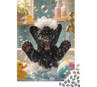 Bain Panthère Bulles 1000pcs Mini Puzzle pour Adultes Difficile | 52x38cm Carton Décor De Salon Coupe Précise Cadeau Ami Relaxation D'esprit