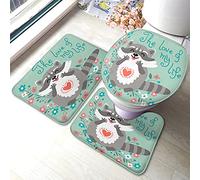 Bain Raton Laveur Lot de 3 pièces Mignon Animal Fleur Mot l'amour de ma Vie Floral sallegrand siège de Toilette Couvercle Couverture Tapis antidérapant antidér