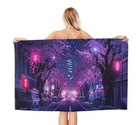 Bain Serviettes Rue Cherry Neon Drap De Plage Adultes Hautement Absorbant Drap De Bain, pour Le Camping, Randonnée, Surf, 80x130cm