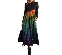 BAINA Femme Robe Chaud Robe Décontractée d'hiver Elégant Robe Pull Tricoté Longue à Manches Imprimé Fleuri Longues Chic Maxi Robe