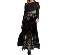BAINA Femme Robe Chaud Robe Décontractée d'hiver Elégant Robe Pull Tricoté Longue à Manches Imprimé Fleuri Longues Chic Maxi Robe