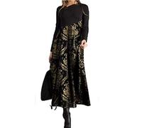 BAINA Femme Robe Chaud Robe Décontractée d'hiver Elégant Robe Pull Tricoté Longue à Manches Imprimé Fleuri Longues Chic Maxi Robe
