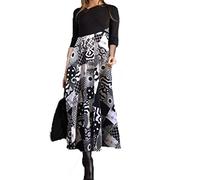 BAINA Femme Robe Chaud Robe Décontractée d'hiver Elégant Robe Pull Tricoté Longue à Manches Imprimé Fleuri Longues Chic Maxi Robe